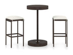 3-piece garden bar set with cushions, brown woven resin PWDX17791