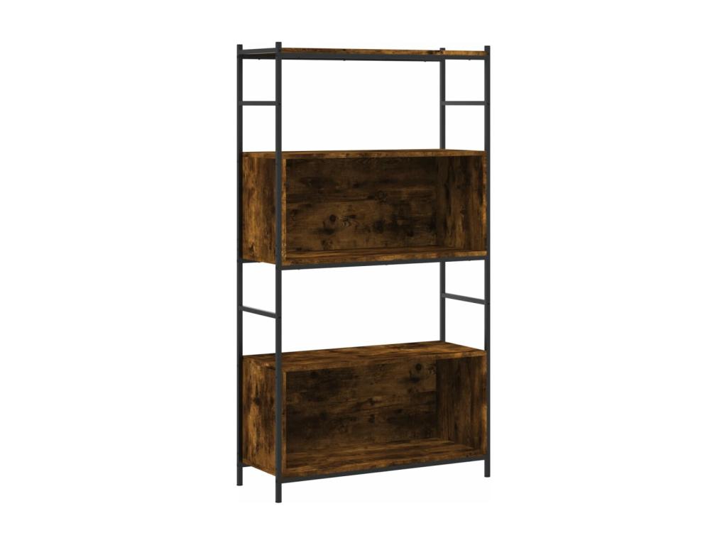 Smoked oak bookcase 80x30x145.5 cm engineered wood and iron RJJA11529