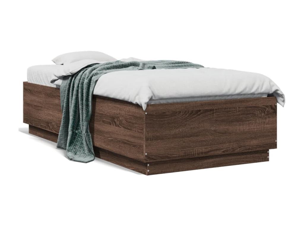 Bed frame with LED lights, brown oak, 90x190 cm, IZWR29699