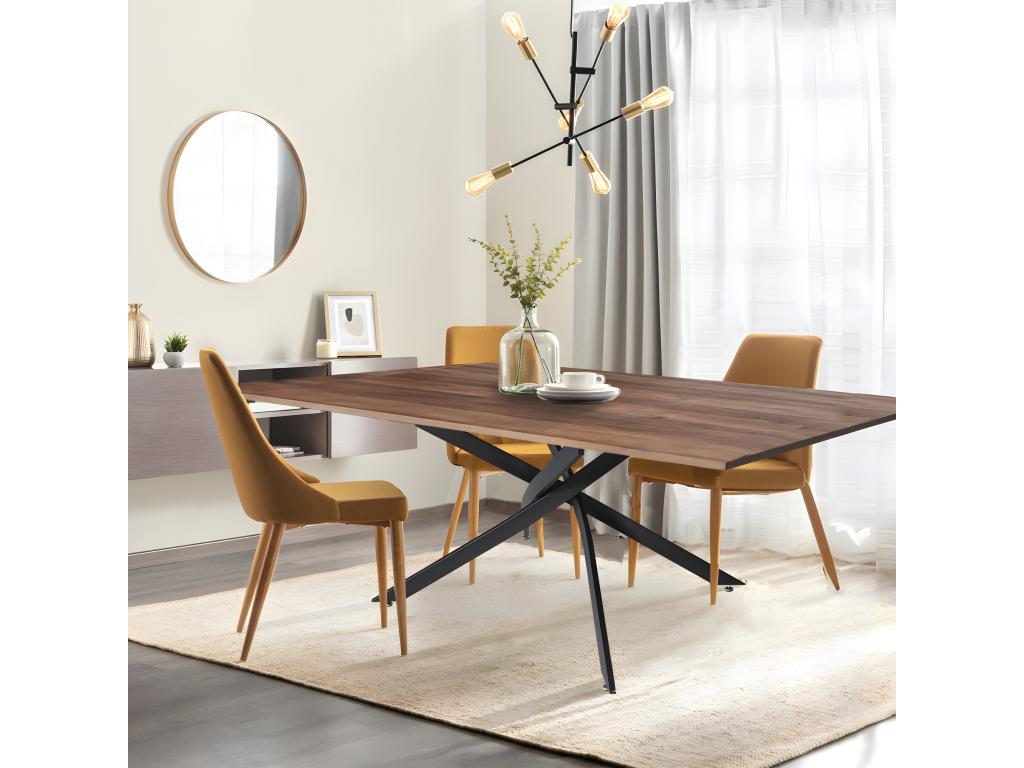 Domopure dining table 160x90cm - 6 people / Oak finish and black legs IAWF64483