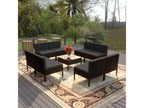 9-piece garden furniture set with cushions, black wicker resin, BFKK59795