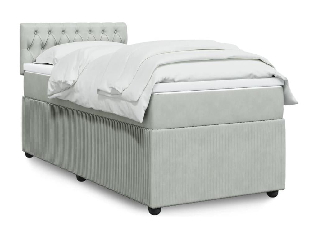 Chicyla bed base and mattress, light grey, 90x190 cm, velvet, TUOM37062