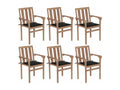 Stackable garden chairs with cushions, set of 6, solid teak XXZT97276