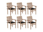 Stackable garden chairs with cushions, set of 6, solid teak XXZT97276