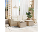 5-piece garden furniture set with cushions, beige woven resin ZGTA60109
