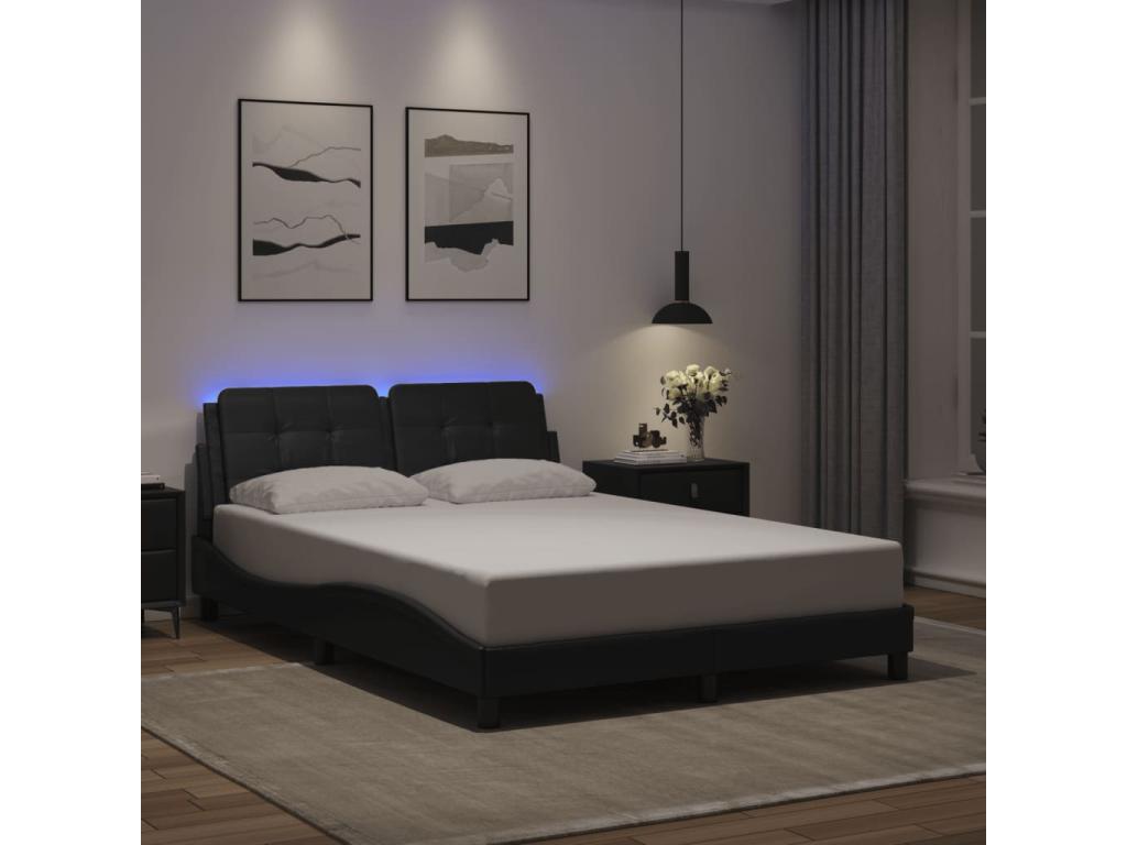 Bed frame with LED lighting, mattress not included, black, 140x200 cm LGAW47597
