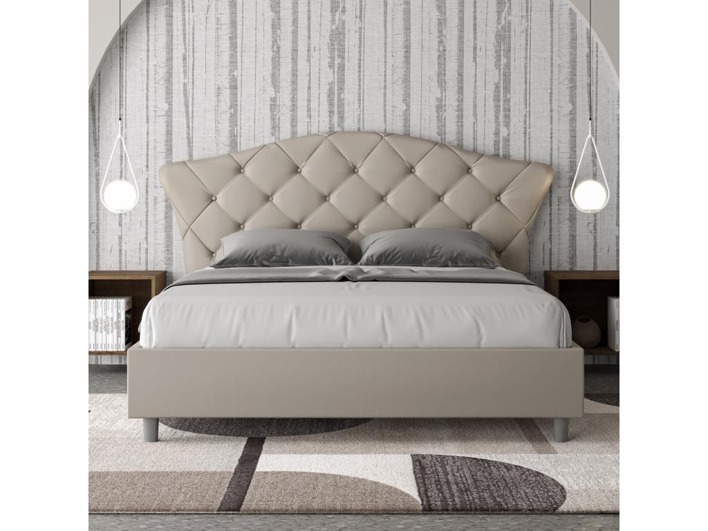 Domopure KHLA33410 bed with upholstered slatted base, 160x190 cm, faux leather