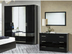 Domopure 181cm Modern Bedroom Wardrobe with 4 Hinged Doors, Black Lacquered Wood, YCPV27582