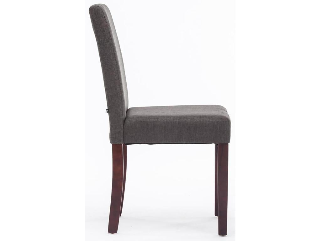 Set of 2 modern design dining chairs in light and dark grey fabric with dark brown wooden legs 10 0001554 OCWA95221