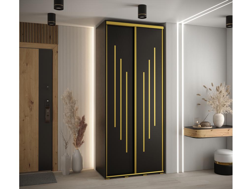 Chicyla 8 Sliding Door Wardrobe 235.2/120/45 2 Doors Black/Black/Gold JLDO07736