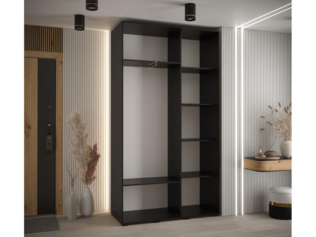 Domodure 1 Sliding Door Wardrobe 235.2/140/45 2 Doors Black/White/Gold ILNW60375