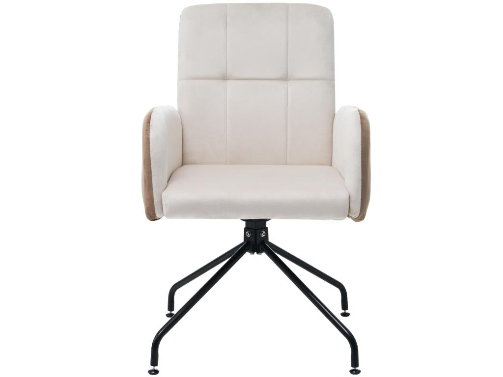 Set of 4 Swivel Chairs Upholstered in Velvet with Armrests - Square Frame - Beige ZKAG64104