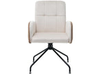 Set of 4 Swivel Chairs Upholstered in Velvet with Armrests - Square Frame - Beige ZKAG64104