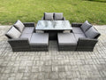 8-Seater Rattan Garden Furniture Set Height-Adjustable Dining Table YWVU02177