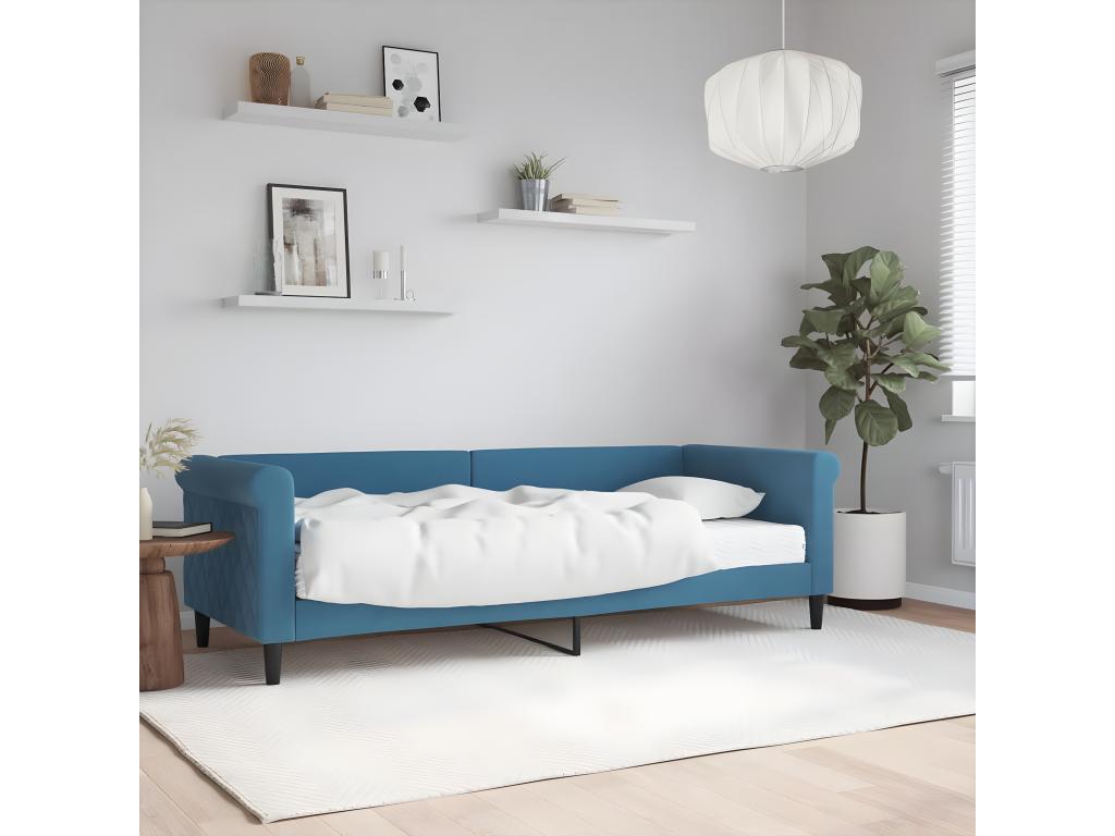 Daybed with blue 80x200 cm velvet mattress JULG68316