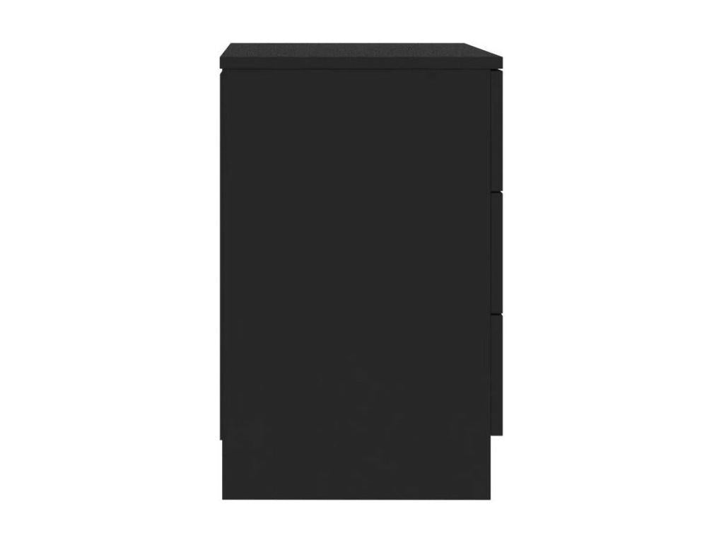 Domopure KGGC32171 Black Wood 3-Drawer Bedside Table