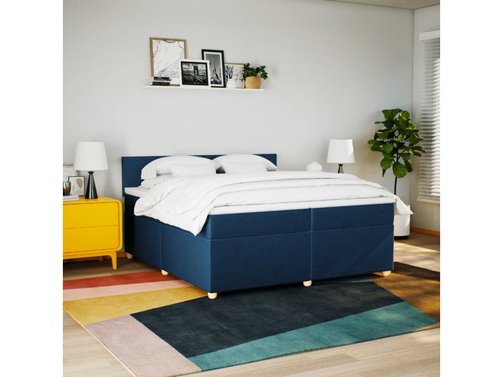 Domopure bed base with mattress, blue, 200x200 cm, fabric OCZB95579