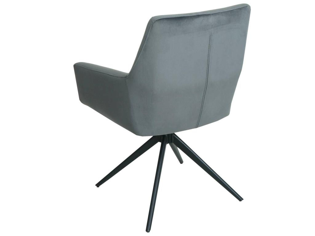 Set of 2 Domopure-L91 dining chairs, kitchen chairs with swivel armrests, auto-positioning, fabric/textile - dark grey FJZU91912