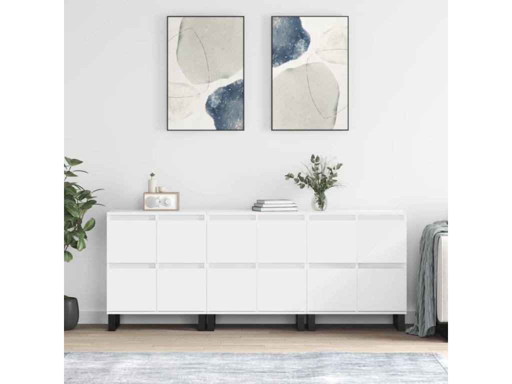 3-piece buffet set, white engineered wood, HTJY12082