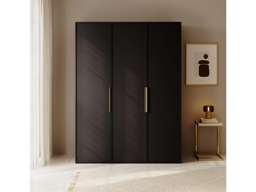 3-door wardrobe with two hanging rails - 150 cm - black - Chicyla ZDKD44466