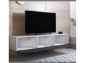 Domopure 6 GLSM48551 Wall-Mounted TV Unit for Living Room/Dining Room in White and Black with LED Lighting, 160x40x166cm