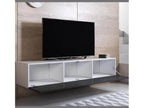 Domopure 6 GLSM48551 Wall-Mounted TV Unit for Living Room/Dining Room in White and Black with LED Lighting, 160x40x166cm