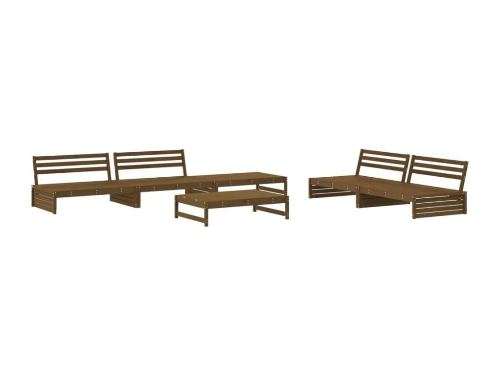 6-piece garden furniture set with honey brown cushions, solid wood UAEH23966