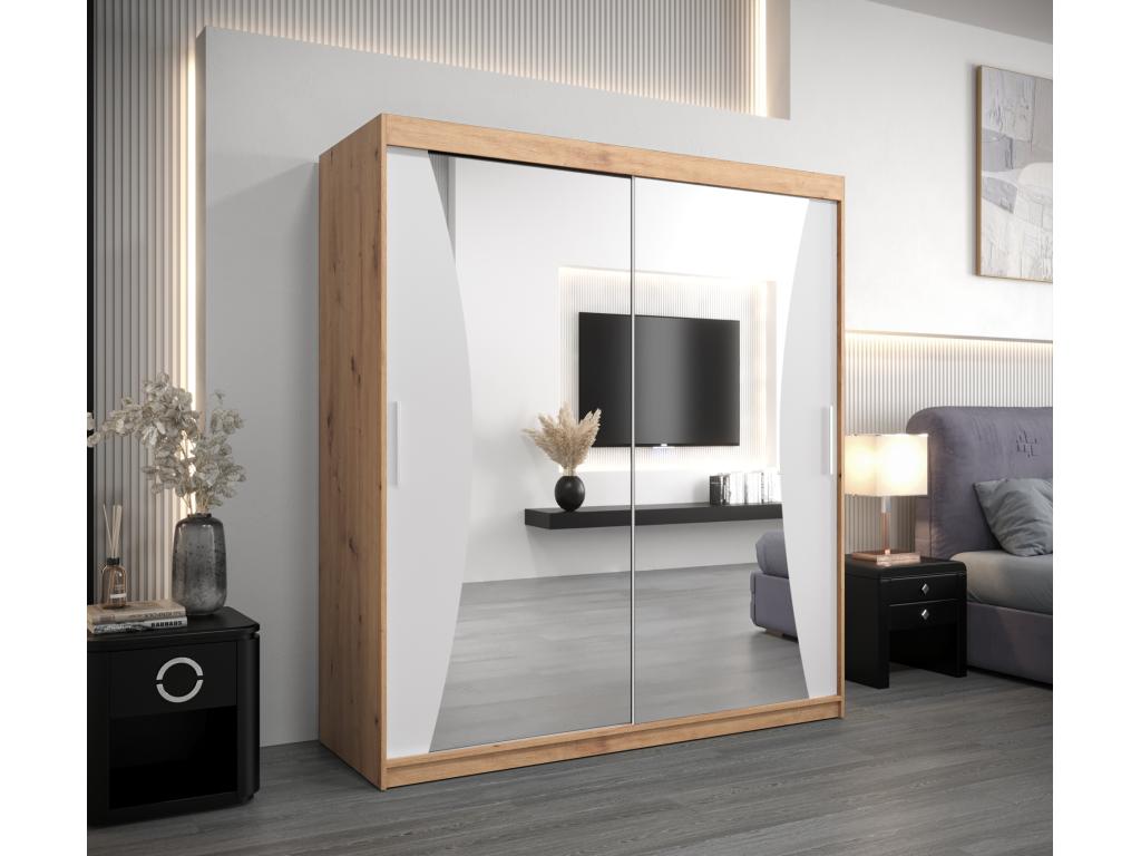 Domopure Sliding Door Wardrobe 200/180/62 2 Doors Domopure/White UCVS95506