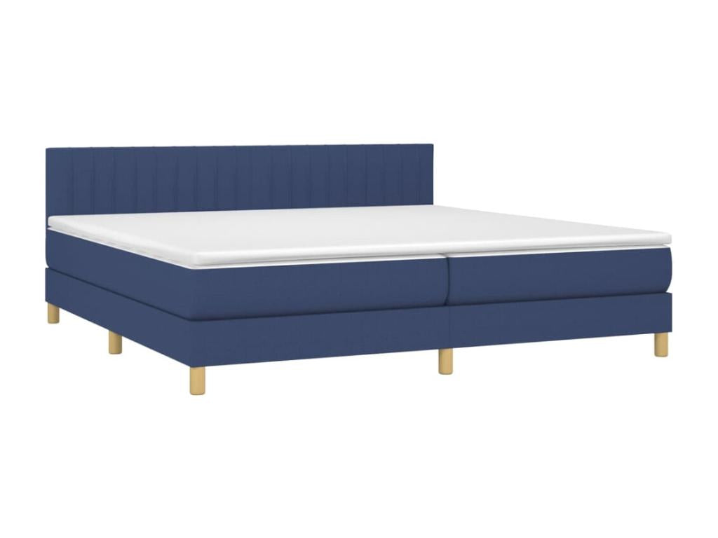 Upholstered bed base with mattress, blue, 200x200 cm, fabric KIXB74684