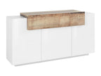 Chicyla Buffet, 3-Door Kitchen Buffet, Living Room Buffet, Made in Italy, 160x45x86 cm, Glossy White and Maple, KIRS39071