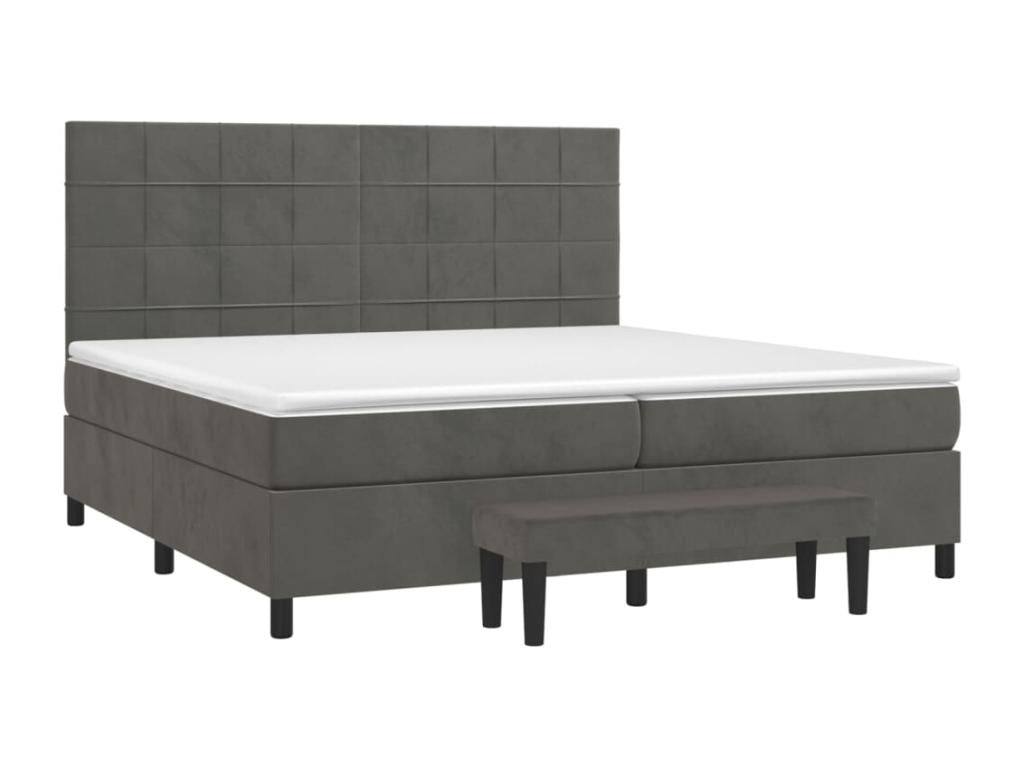 Domopure bed base and mattress, Dark Grey 200x200 Velvet LYBI91331