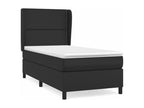 Upholstered bed base with mattress, black, 80x200cm, faux leather, EASP34063