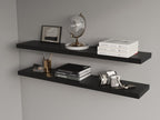 Black melamine floating shelf with 2 shelves, 3.8 cm x 120 cm x 25 cm, NRLF64011