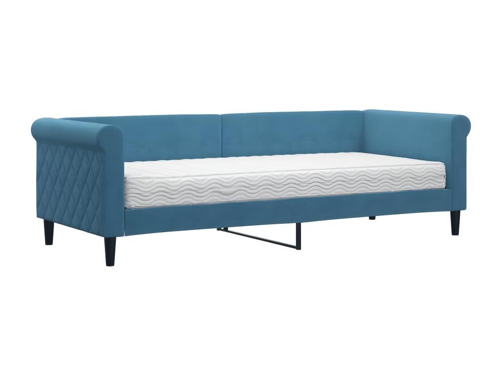 Daybed with blue 80x200 cm velvet mattress JULG68316