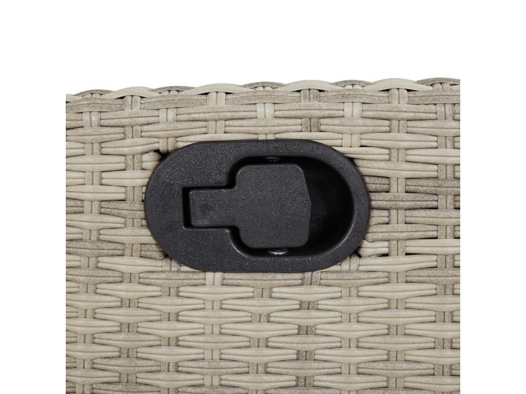 Garden reclining chair with light grey cushions, woven resin EVFP08883