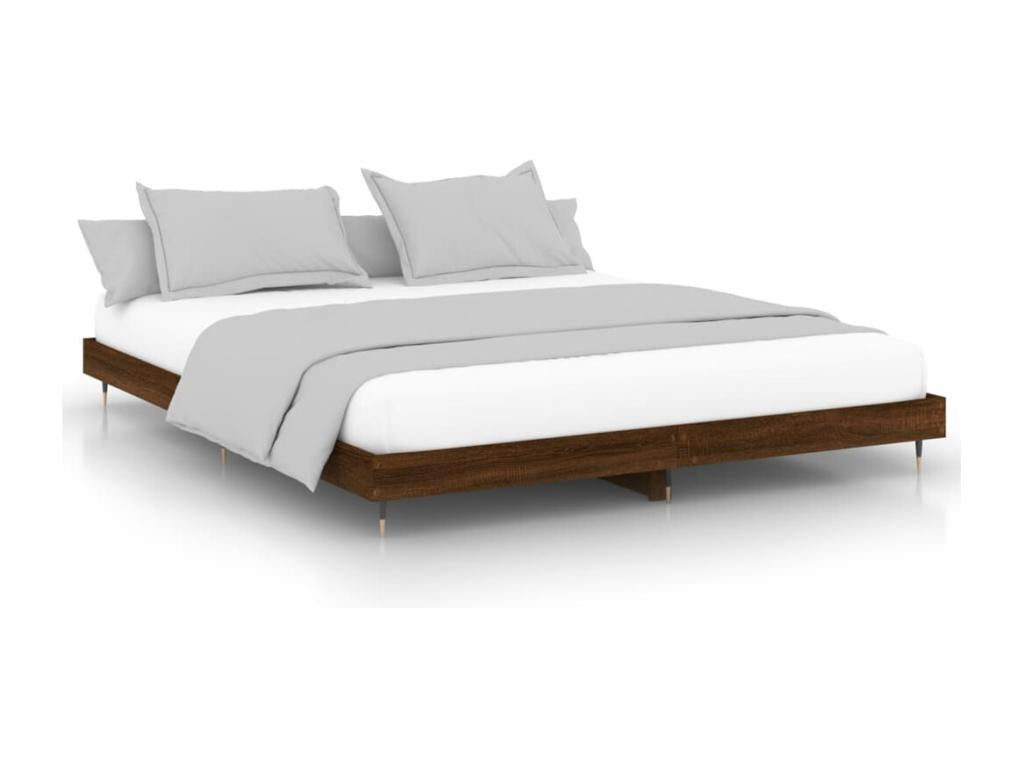 Brown oak bed frame 180x200 cm engineered wood SBYU29648