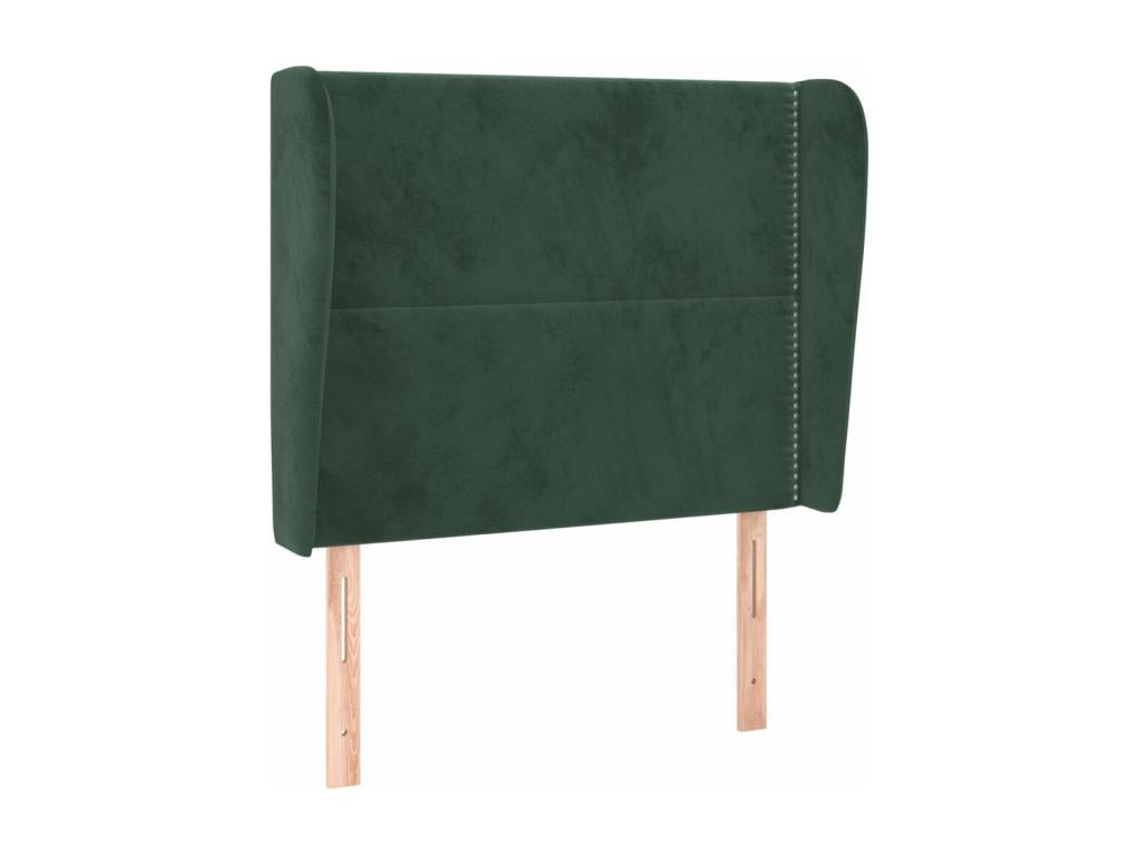 Headboard with wings, Dark Green, 93x23x118/128 cm, Velvet, QOXK94994