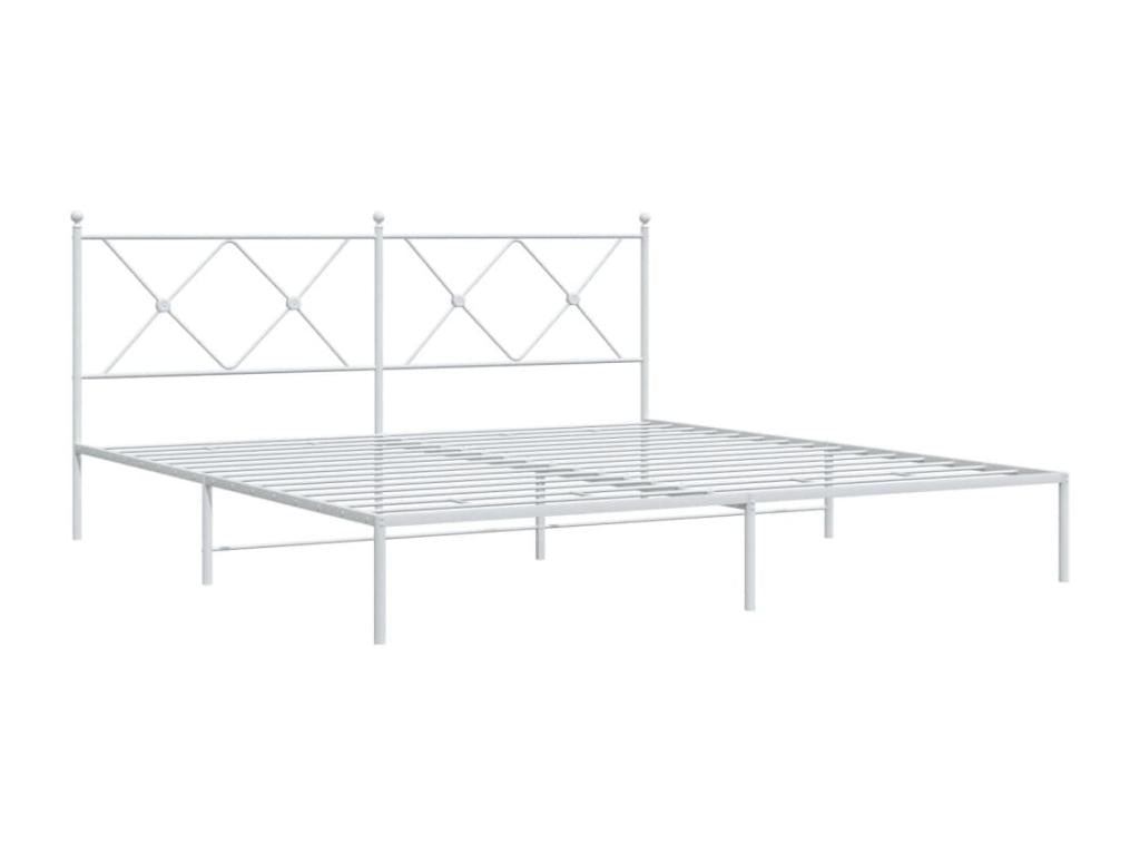 Metal bed frame with white headboard 183x213 cm NGFE68379