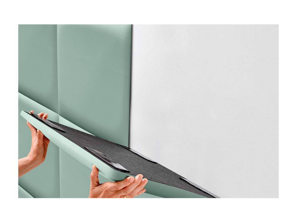 Domopure Upholstered Headboard in High-Quality Faux Leather, Domopure Interior Composed of Interchangeable Self-Adhesive Panels, Green, Domopure 160 cm HVAB53928