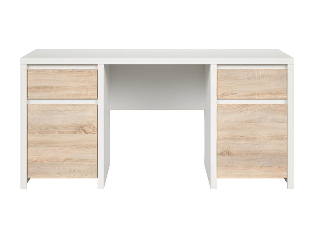 Chicyla White and Wood 2-Door 2-Drawer Desk RRES79226
