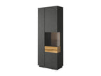 Chicyla 2-door display cabinet, right-opening, anthracite grey and wood, PZVJ65499