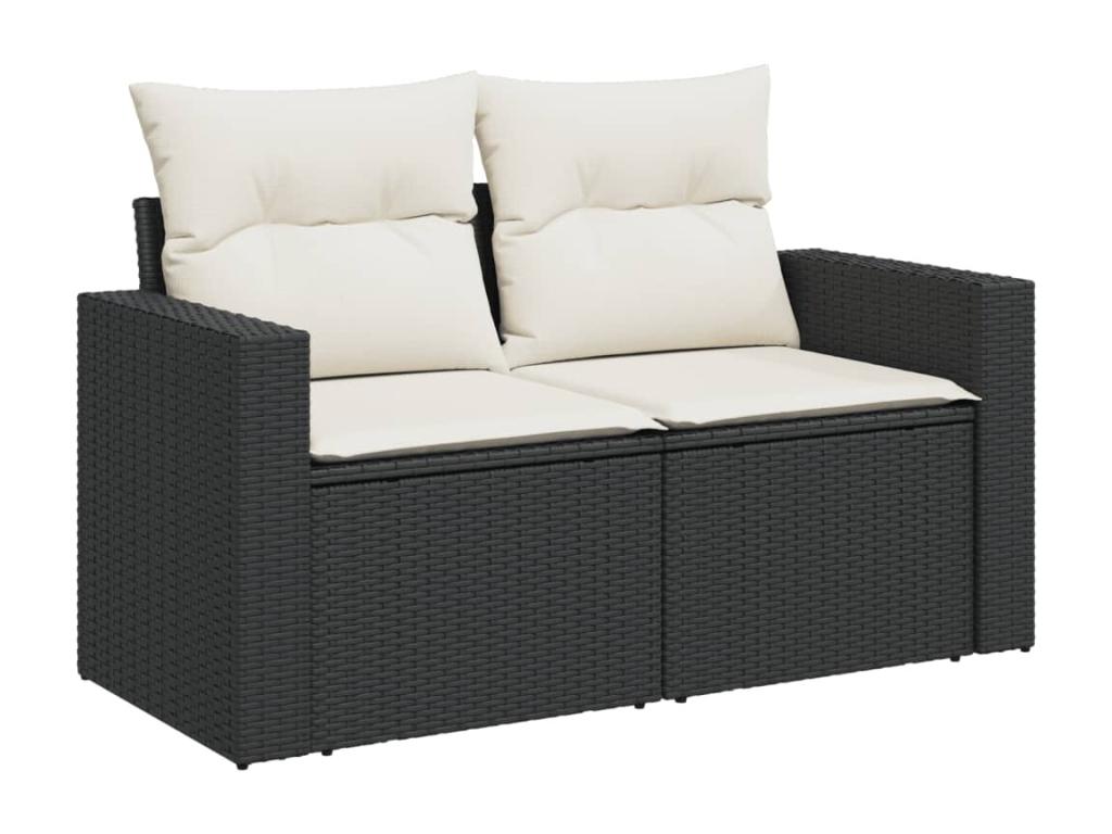 9-piece garden furniture set with cushions, black woven resin JLIA77920