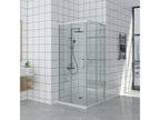 Domopure Extra Thin Black Shower Tray 100x105 cm Shower Enclosure 100x105 cm High 200 cm With Corner Opening LQVJ30501