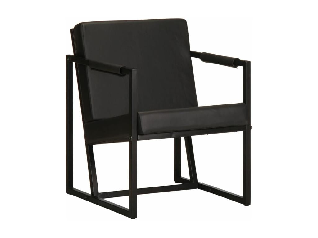 Black genuine leather armchair HBZN95327