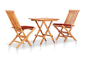 Domopure 3-piece set with red cushions, solid teak wood THUC48608