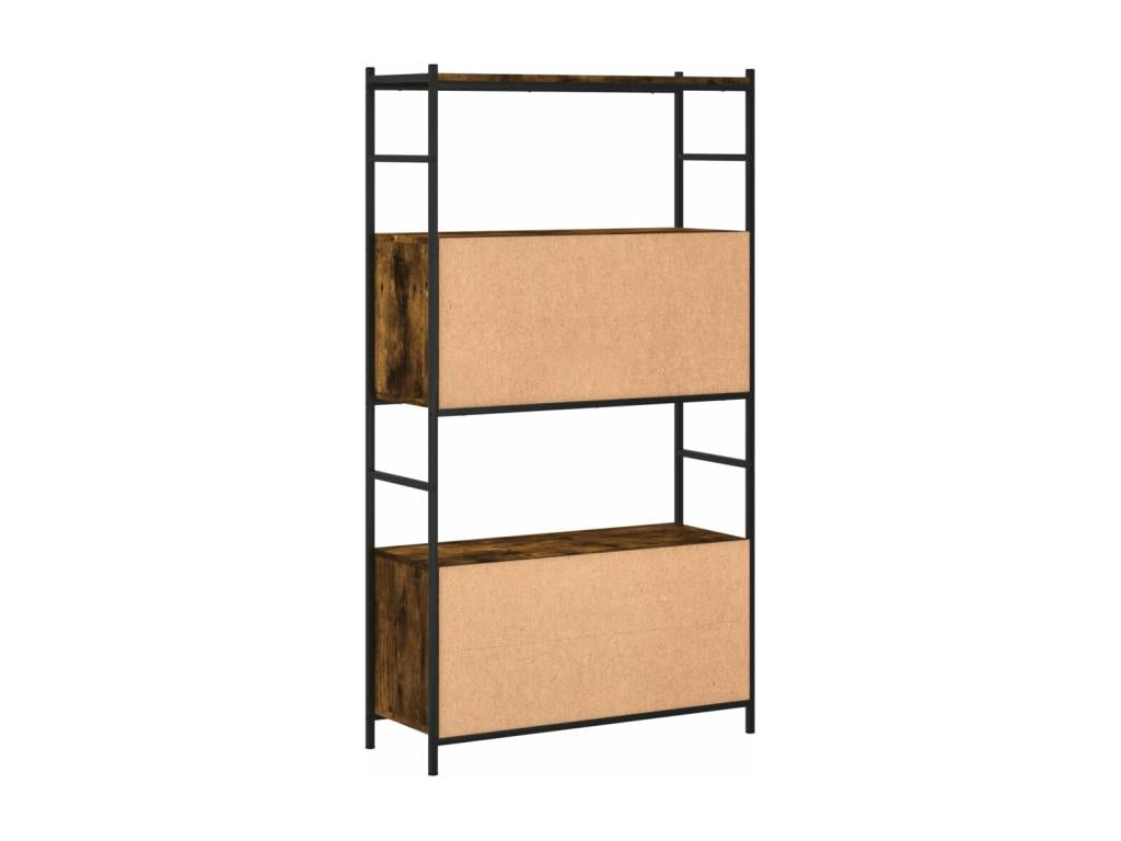 Smoked oak bookcase 80x30x145.5 cm engineered wood and iron RJJA11529