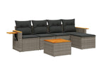 6-piece garden furniture set with grey resin wicker cushions EUQP42630