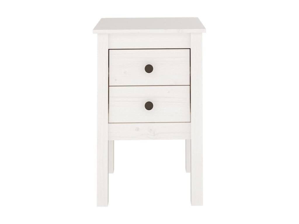White bedside table 40x35x61.5 cm Solid pine wood EXMM43987