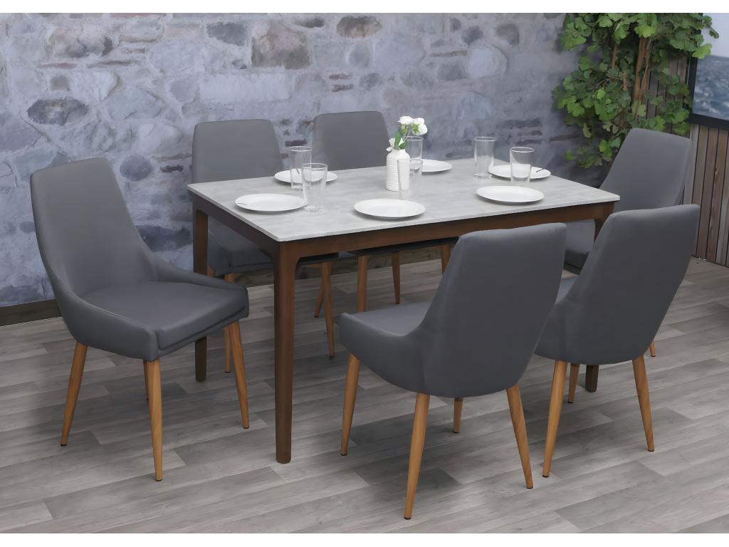 Domopure-B44 II Dining Chair, Set of 2, Grey Fabric OBDX53687