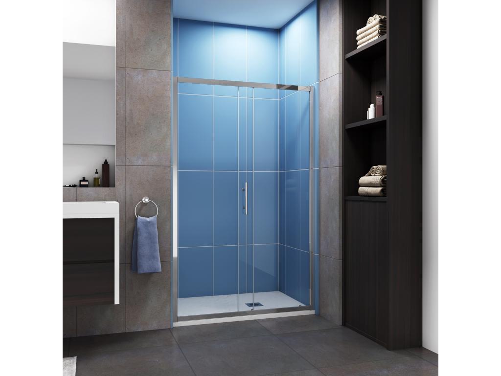 Sliding shower door 140x190cm in 5mm tempered glass, shower door height 190cm - 2 panels LEZH35349